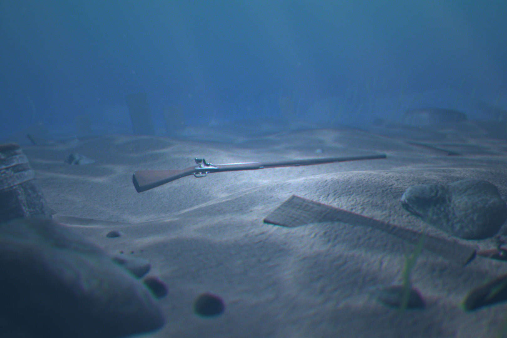 animation of rifle on ocean floor