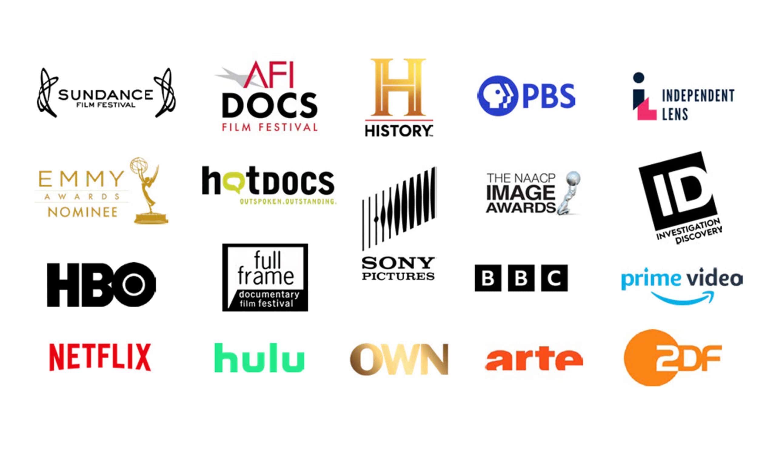 logos of film festivals and channels