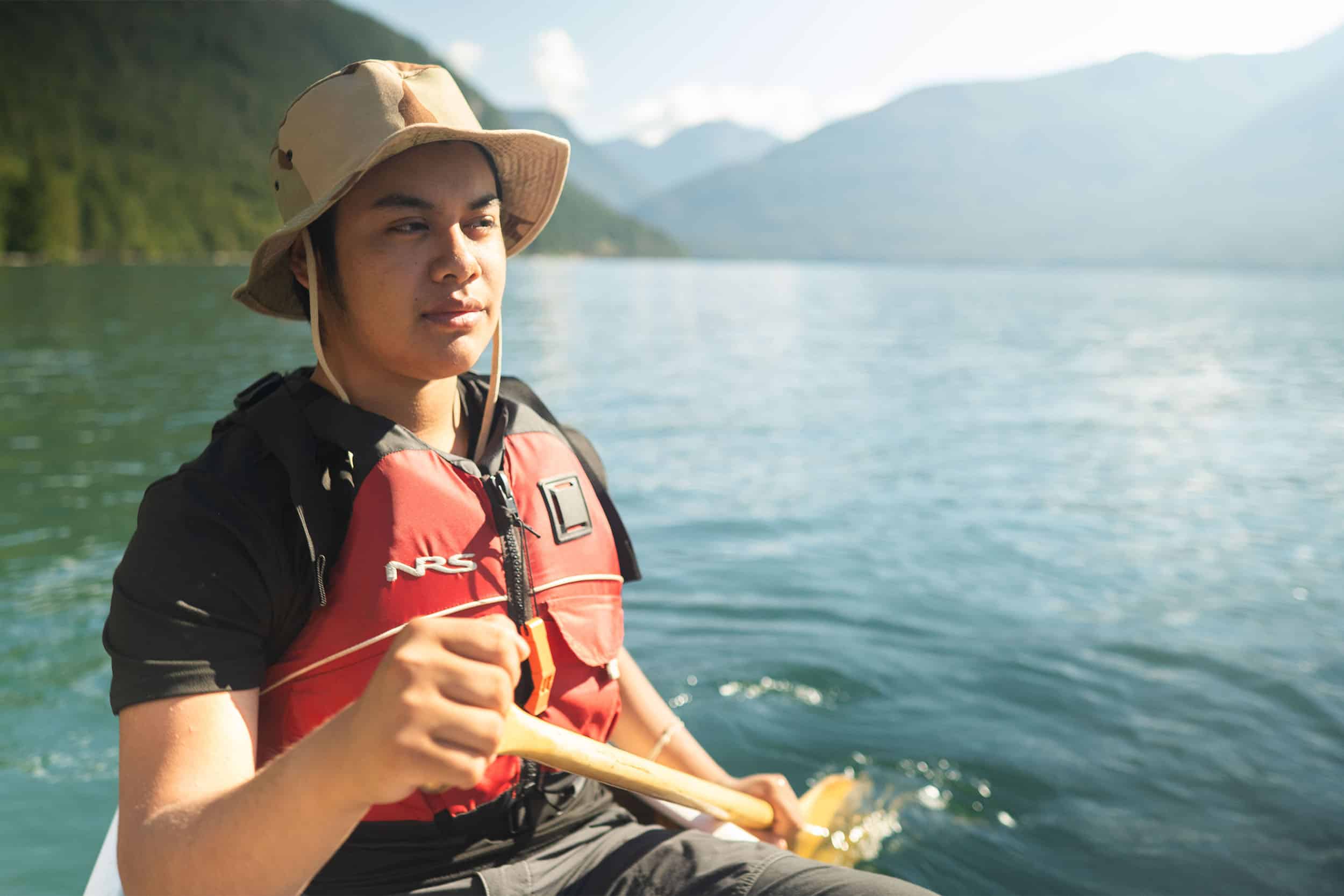 teen in canoe